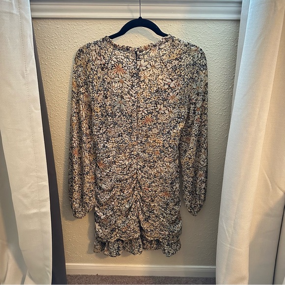 ASTR the Label Marcella Ruched Floral Mini Dress - BLACK-YELLOW FLORAL / M - Picture 8 of 10